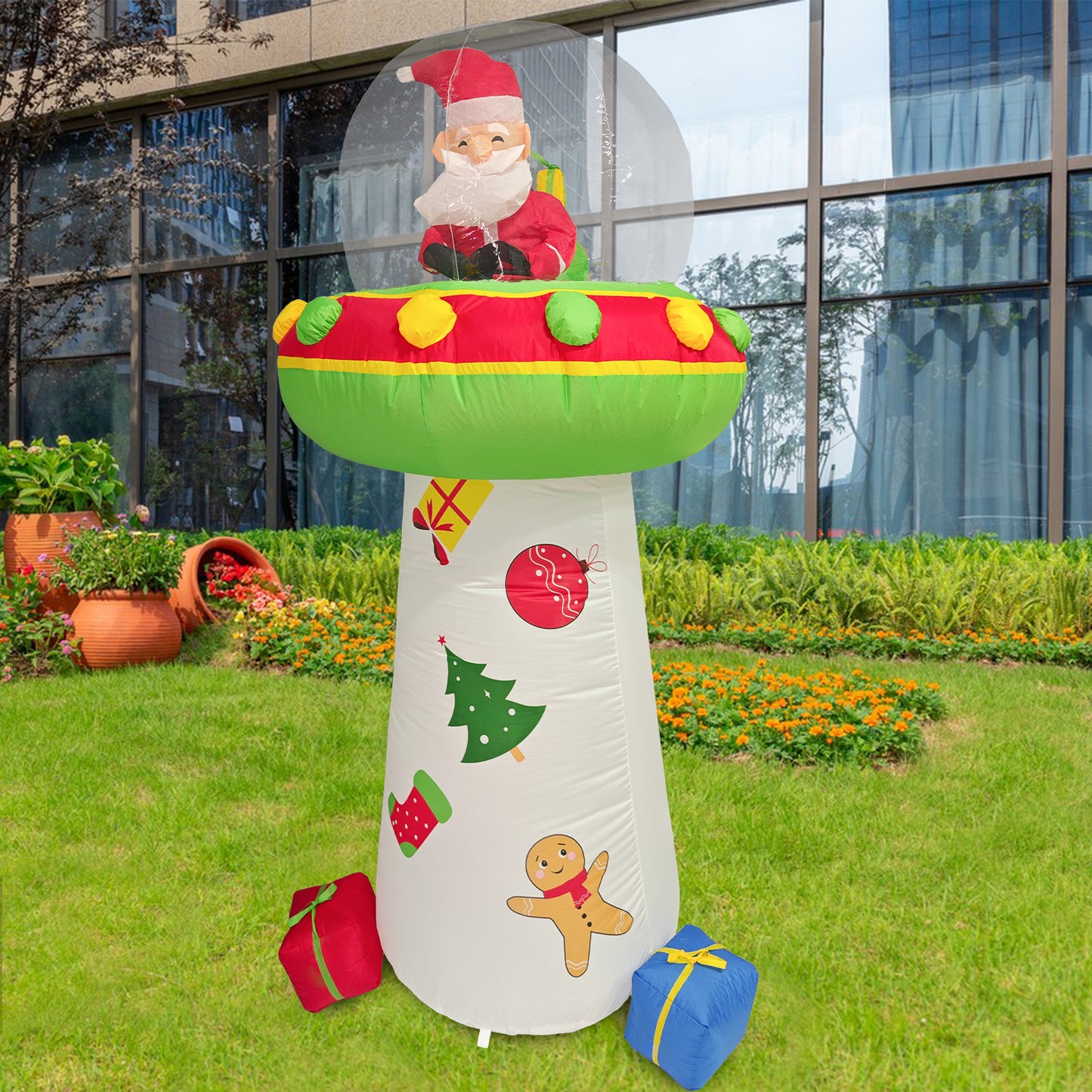 Christmas Inflatable Santa Claus Outdoor Yard Decorations, Blow up Santa Claus with Gift Bag, Huge Santa Carrying Present Sack, Outside Waterproof Xmas Decor for Party Garden Hall Plaza