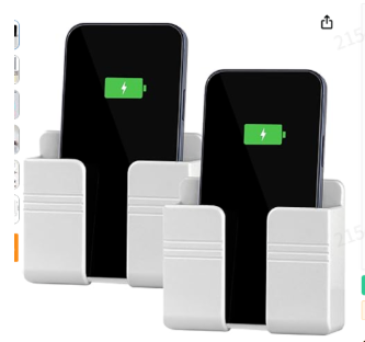 Wall-mounted mobile phone charging box stand with adhesive for attaching remote control base - wall-mounted storage rack base without drilling holes 2PCS