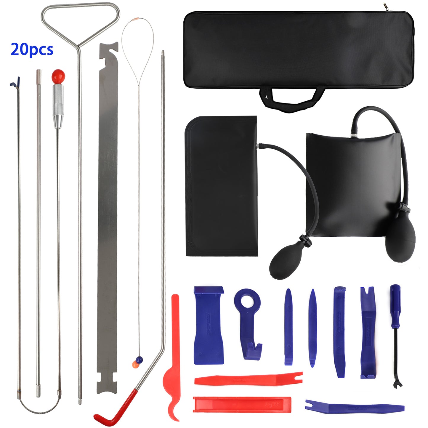 Portable Automotive Tool Set 20 PCS Stainless Steel Assorted with Carrying Case and Variety of Tools for Easy Storage and Transport