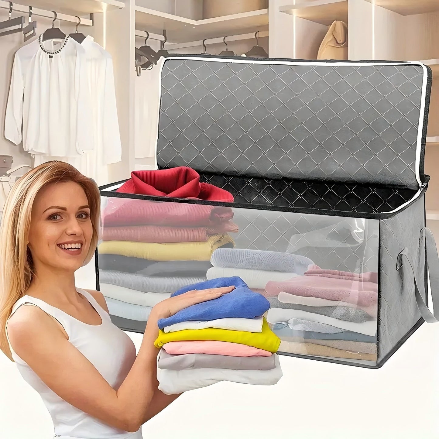 Storage Bins Storage Bags Closet Organizers Sweater Storage Clothes Storage Containers, 3pc Pack
