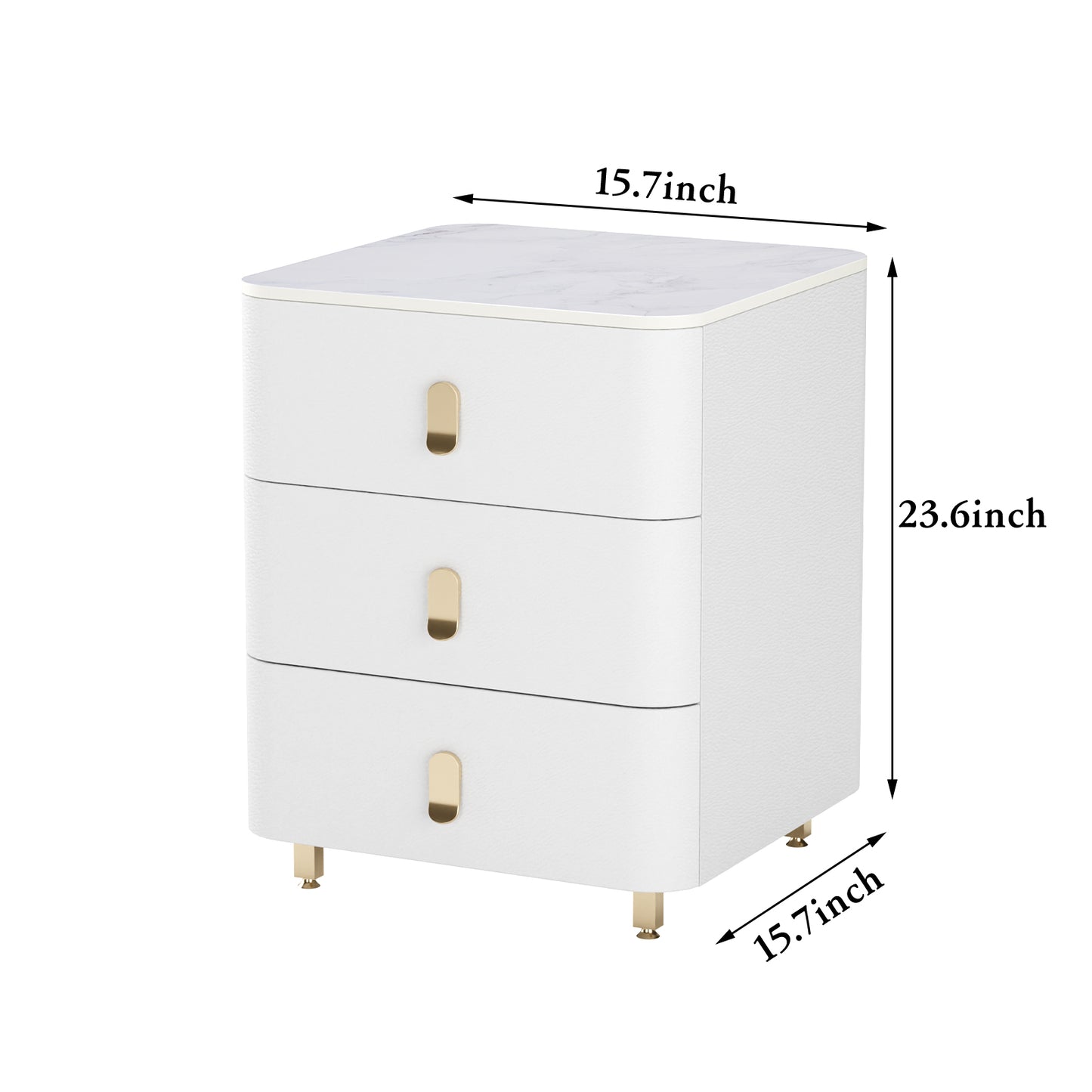 Modern Wood Nightstand,Home Bedside Tables Dresser with 3 Drawers,Wood Storage Chest of Drawers(White)