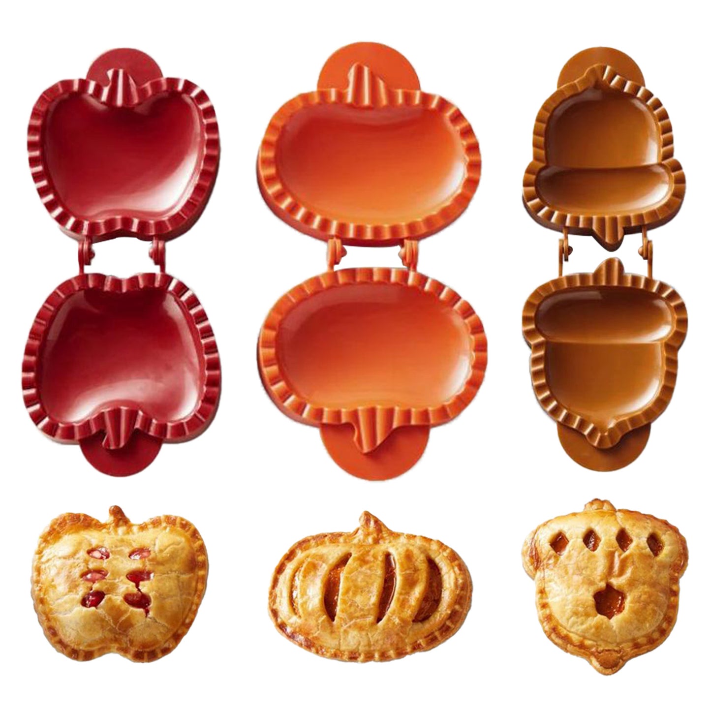 3PCS Hand Pie Press Mold for Baking, Dough Presser Pocket Pie Maker Mini Animals Fox and Owl Hand Pie Mold Set Pie Wrapper Dough Stamp Cutter for Christmas Halloween Party