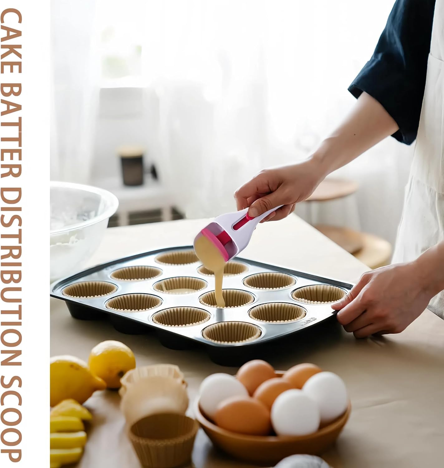2 Pcs Cupcake Scoop Batter Dispenser - Easy-to-Use Cupcake Batter Scoop, Cupcakes, Pancakes, and Cookie Dough - BPA-Free, Dishwasher-Safe, and Perfect for Precise Batter Portioning