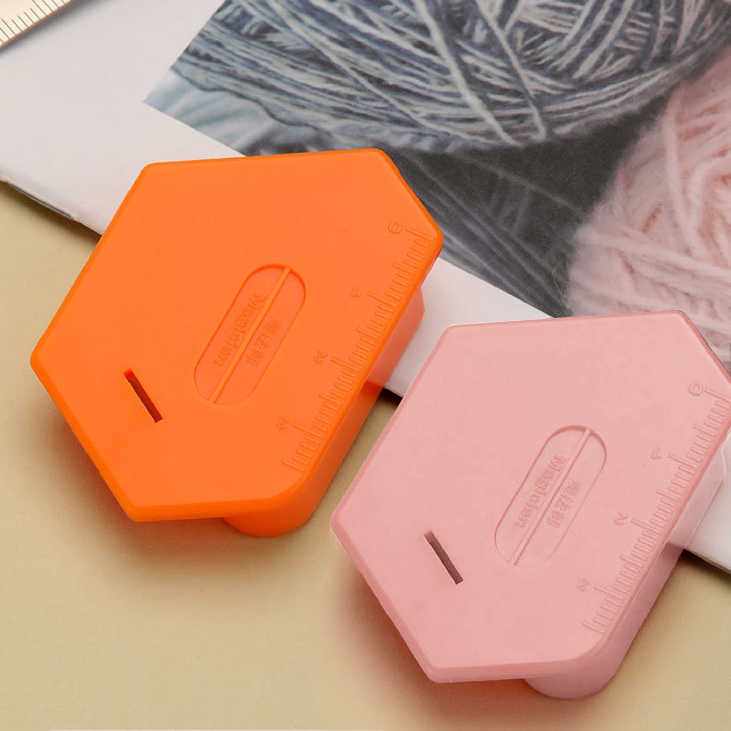 3 Pack Magnetic Seam Guide for Sewing Machine, 2025 Upgraded Multifunctional Polygonal Hemmer Guide with Scale, Universal Sewing Accessories Supplies for Magnet Making Machines (3color)