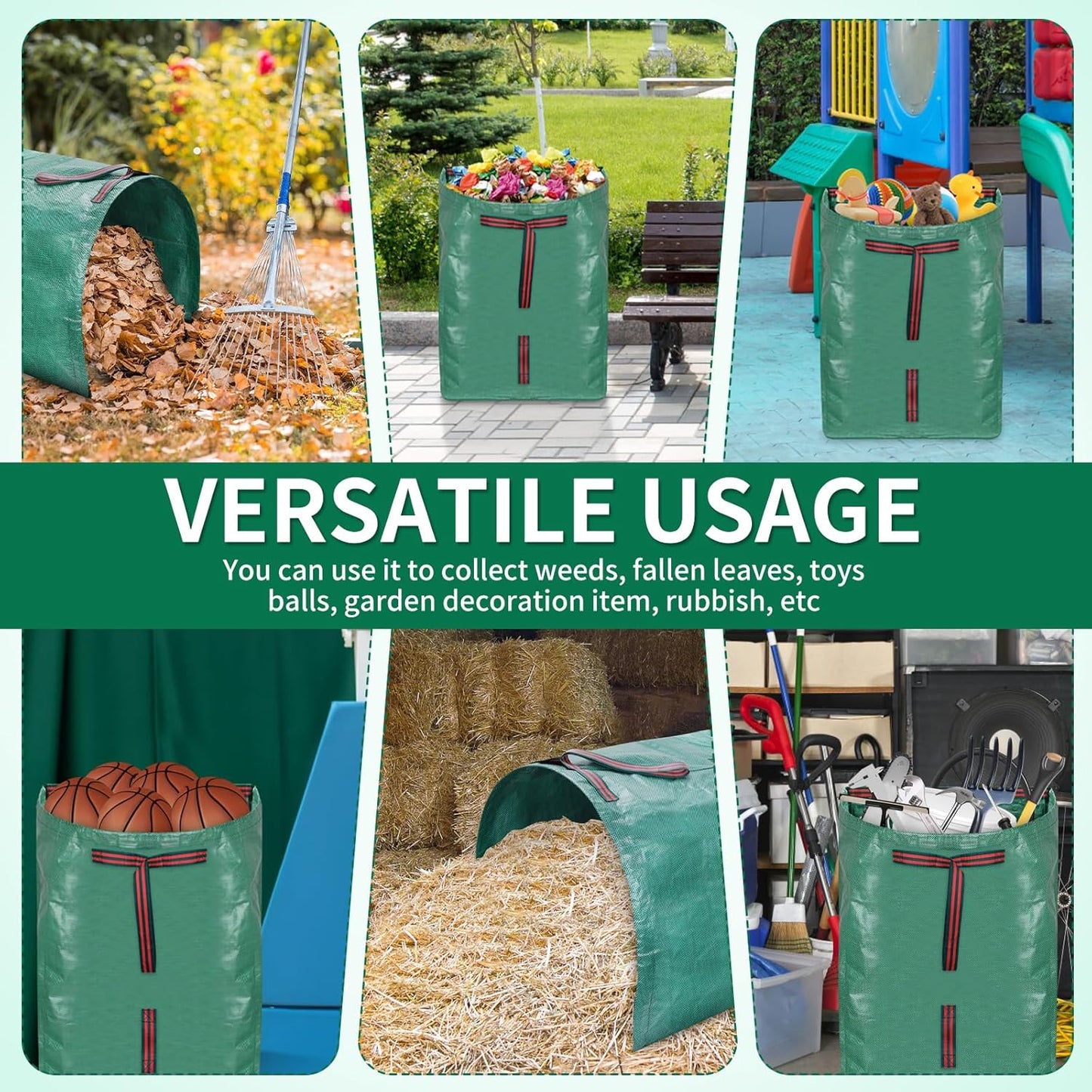 Leaf Collector Large Yard Dustpan - 53 Gallon Leaf Bags Leaves Collector Reusable Yard Waste Bags for Lawn Care, Camping & Recycling