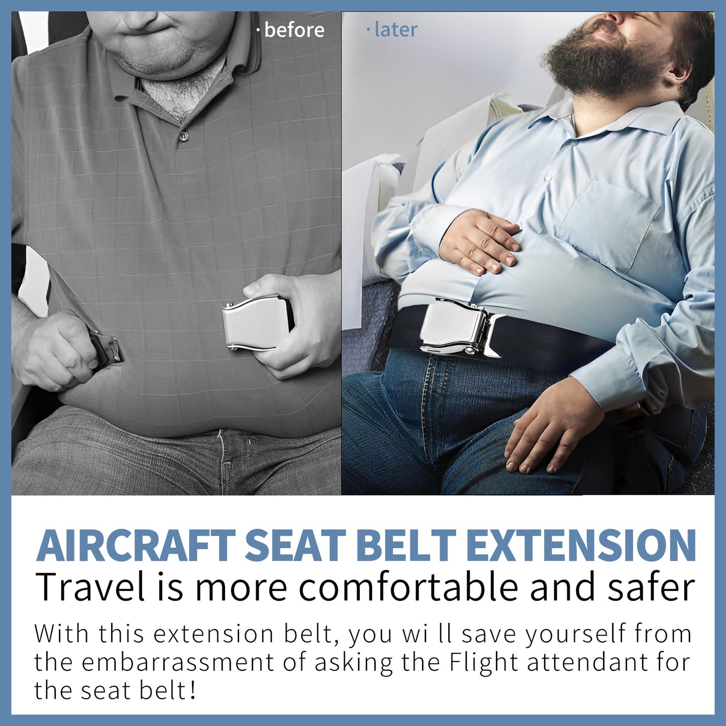 Airplane Seat Belt Extender,Adjustable Airplane Seat Belt Extender 7-32" with Carry Case,FITS ALL Airlines