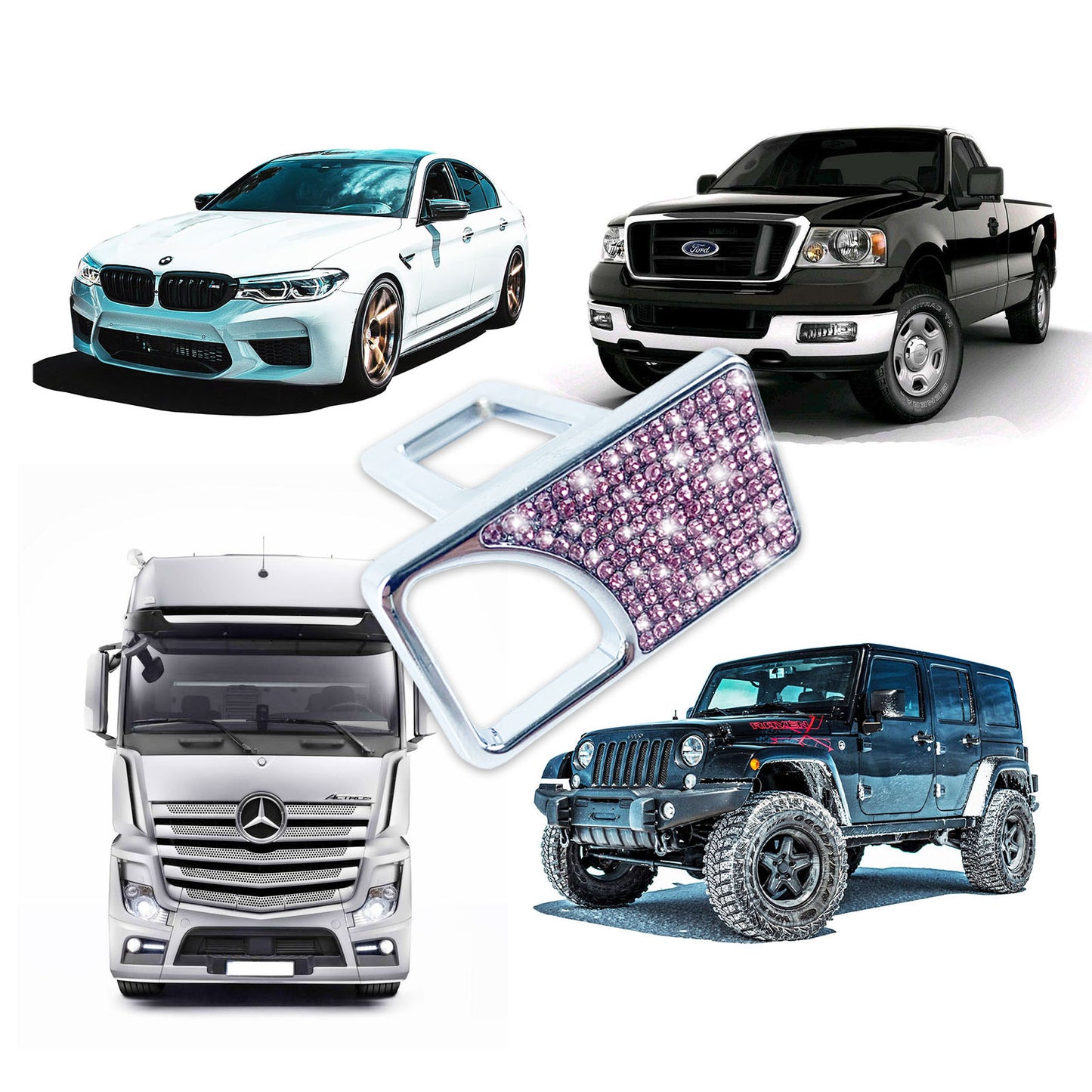 Seat Belt Clip, 4PCS Upgraded Seatbelt Clip, Car Supplies Seat Belt Clip Safety Belts Buckle,Universal for Most Vehicles( Pink Diamond )