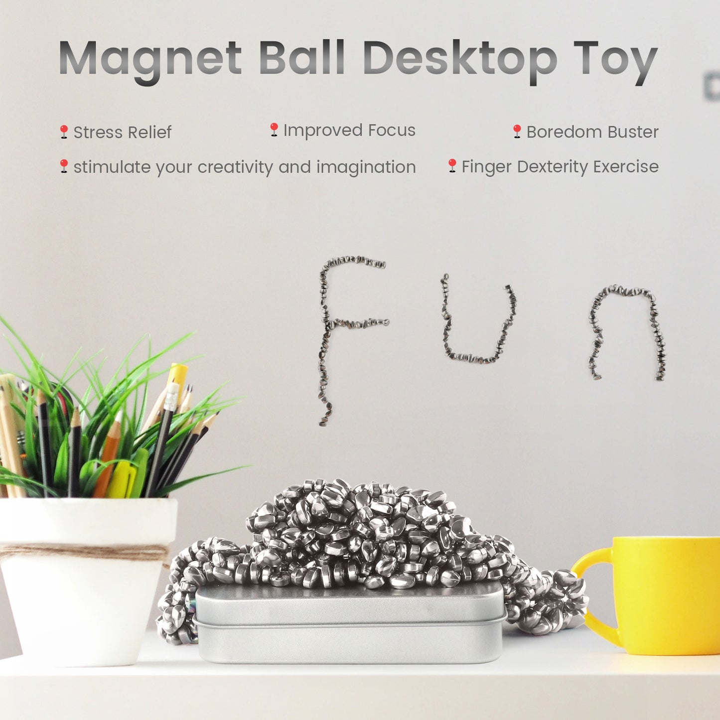 Magnetic Balls Putty Puzzle Anxiety-Stress Relief Toy Desk Fidget Toys Magnetic Stones 500P Silver
