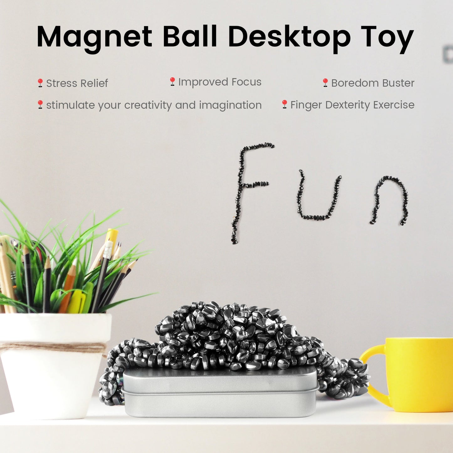 Magnetic Balls Putty Puzzle Anxiety/Stress Relief Toy Desk Fidget Toys Magnetic Stones 500P Black