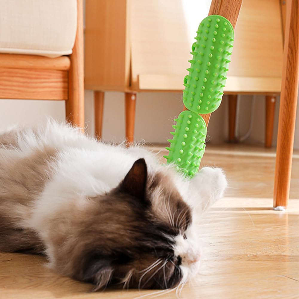 Cat Scratching Interactive Leg Wrap Grooming Tool for Kitty Massage Corner Silicone Wall-Mounted Scratcher Fun Pet Scratch Pad Toy (2 Yellow+2 Green)