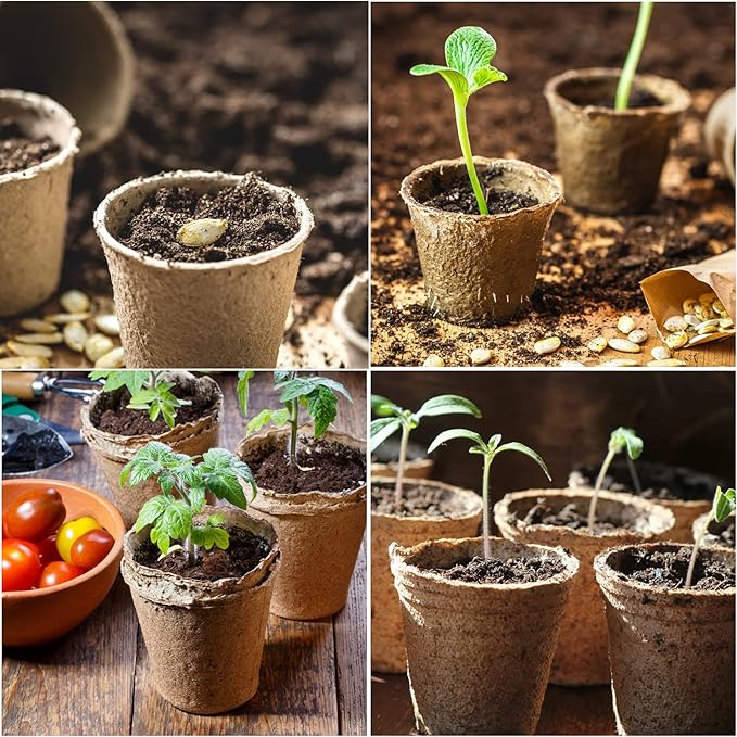 40Pcs 3.15 Inch Peat Pots, Biodegradable Eco-Friendly Round Plant Seedling Starters Kit, Seed Germination Trays for Flower Vegetable Tomato Saplings & Herb Seed Germination