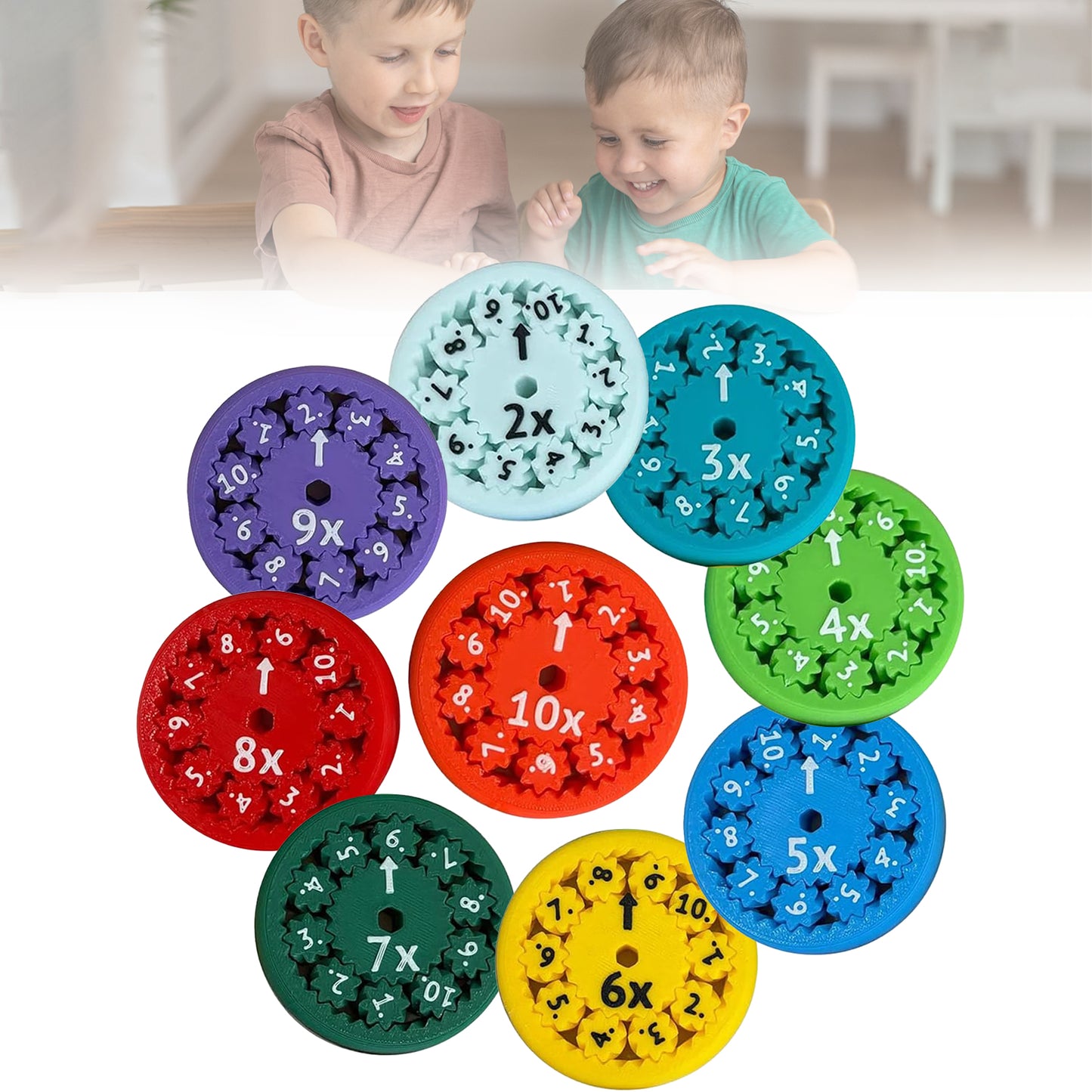 Math Fidget Spinner,Number Round Math Fidget Spinner for Children, Learn Addition&Subtraction& Multiplication & Division 18PCS
