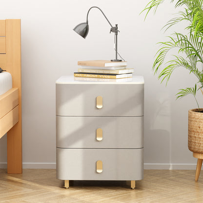 Modern Wood Nightstand,Home  Bedside Tables Dresser with 3 Drawers,Wood Storage Chest of Drawers(Gray)
