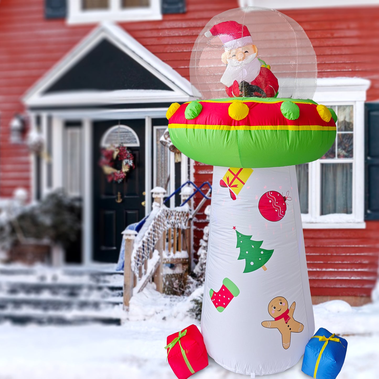 Christmas Inflatable Santa Claus Outdoor Yard Decorations, Blow up Santa Claus with Gift Bag, Huge Santa Carrying Present Sack, Outside Waterproof Xmas Decor for Party Garden Hall Plaza