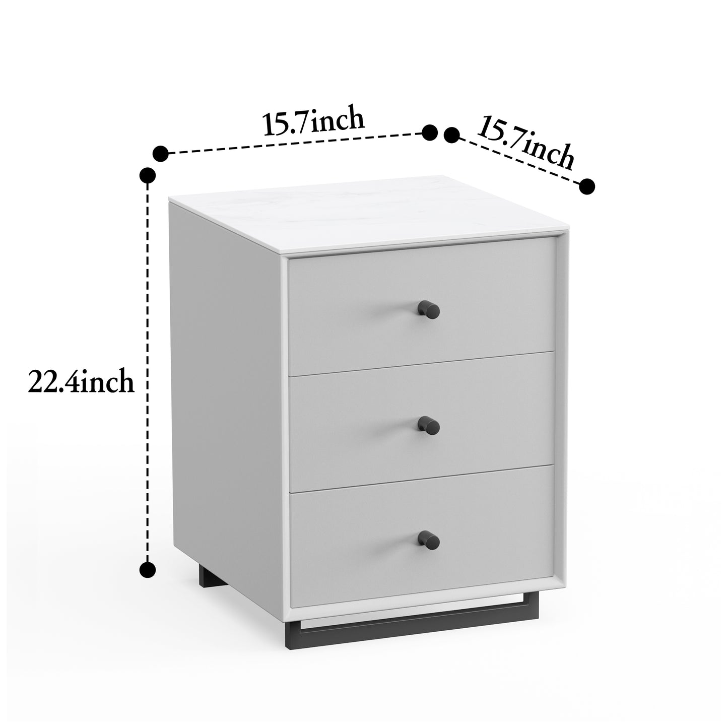 Nightstand with three drawers(Gray)