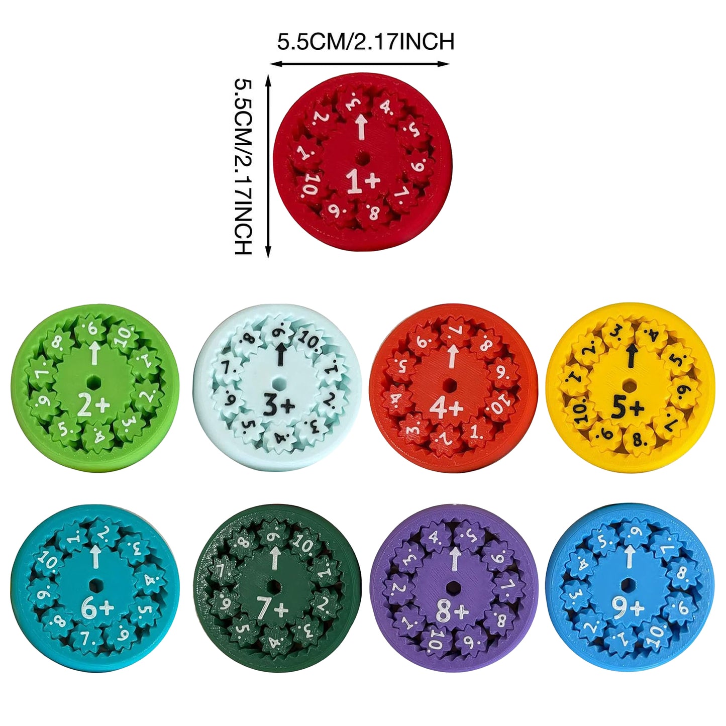 Math Fidget Spinner,Number Round Math Fidget Spinner for Children, Learn Addition&Subtraction& Multiplication & Division 18PCS