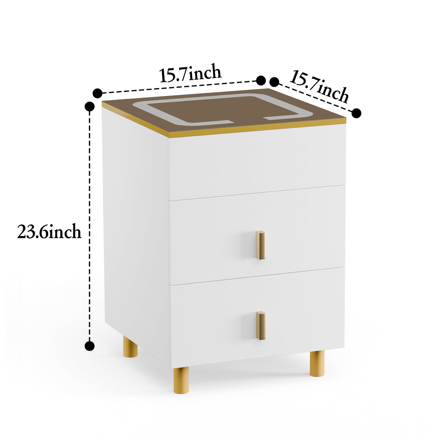 Nightstand with two drawers(White Brown)