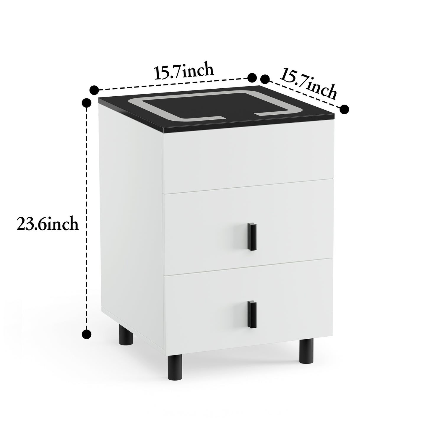 The nightstand has two drawers