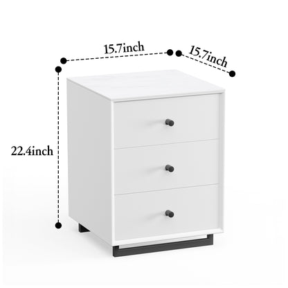 Nightstand with three drawers(White)