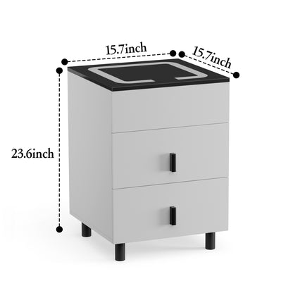 Nightstand with two drawers(Gray Black)