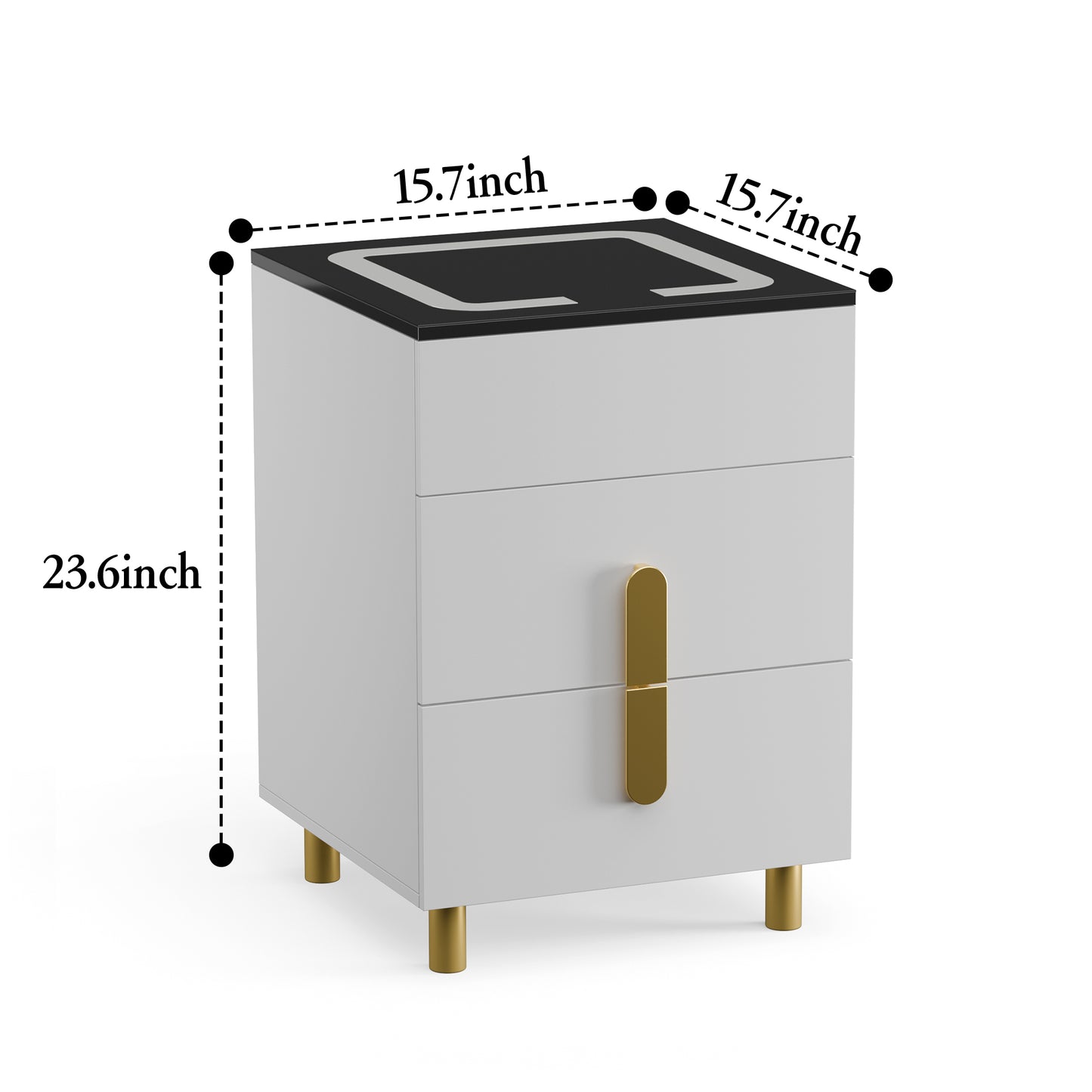 Nightstand with two drawers(Gray Black)