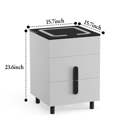 Nightstand with two drawers (Dark Gray Black)