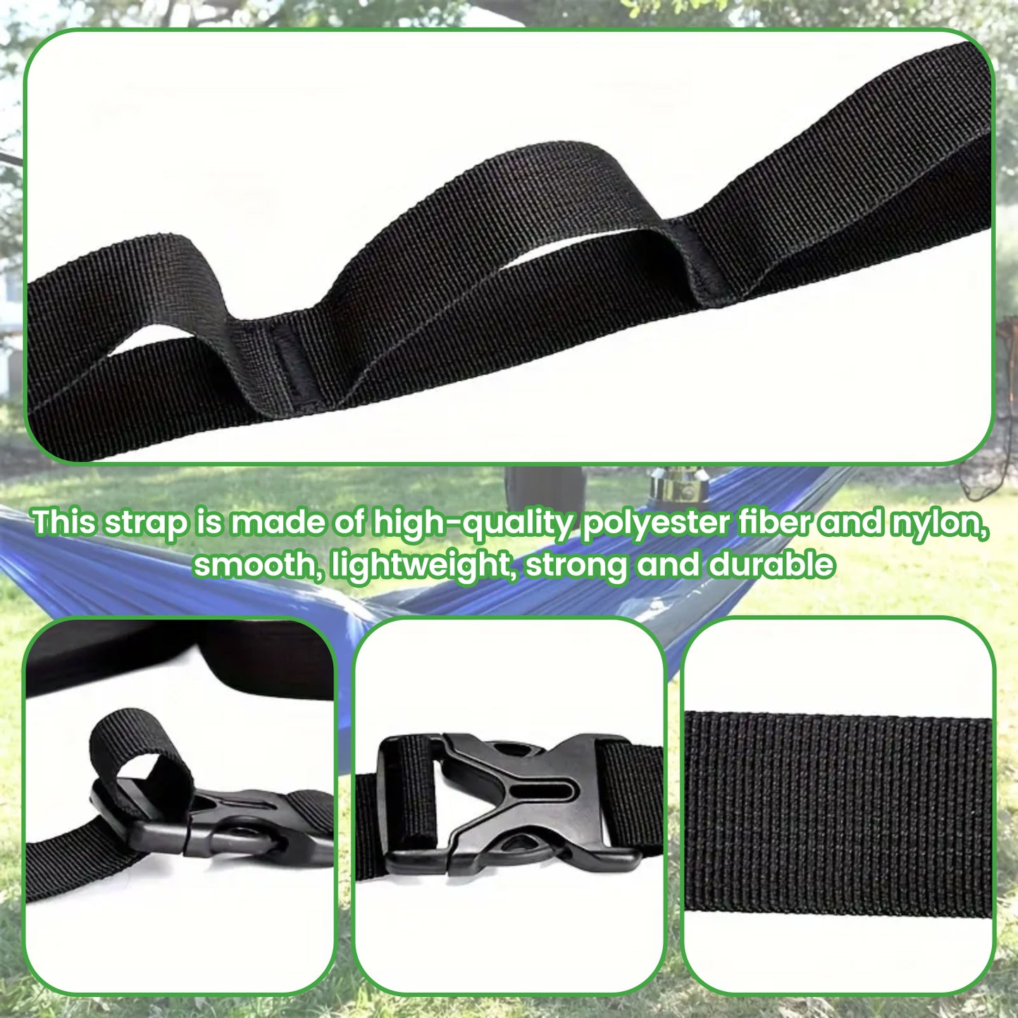 Campsite Storage Strap with 19 Separated Loops for Hanging Camping Equipment, Gear and Supplies | Includes Carabiner Hooks and Clothes Pins | Durable Campground Organizer Holds up to 150 LBS