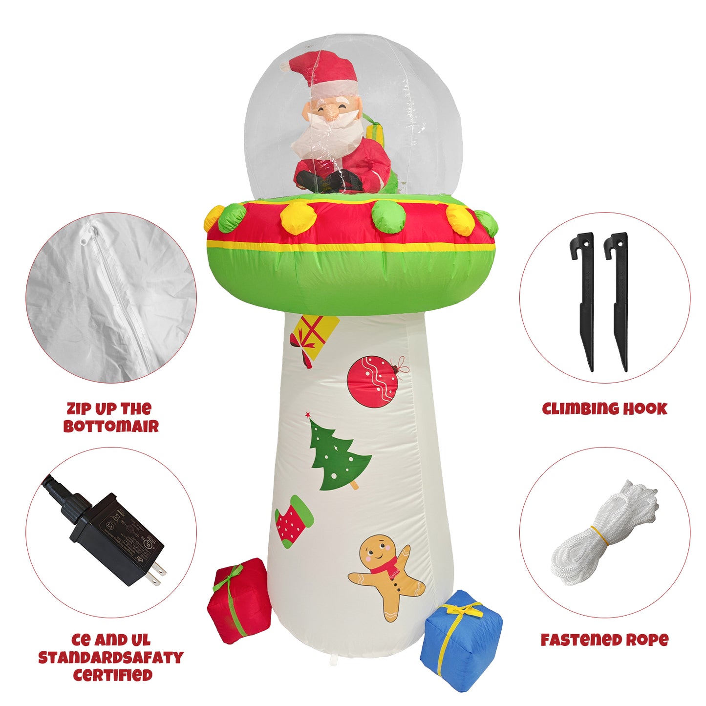 Christmas Inflatable Santa Claus Outdoor Yard Decorations, Blow up Santa Claus with Gift Bag, Huge Santa Carrying Present Sack, Outside Waterproof Xmas Decor for Party Garden Hall Plaza