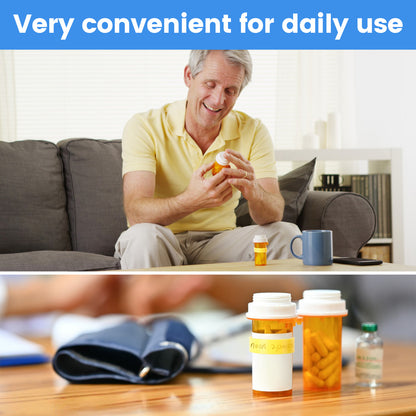 8-Pack RX Clips for Pill Bottles, Reusable Medicine Bottle Label Clips with 2 Erasable Markers,