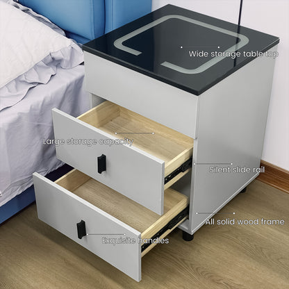 Nightstand with two drawers(Gray Black)