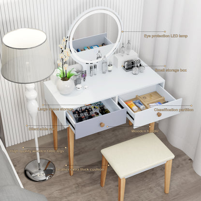 Integrated Small Vanity Desk,32 INCH Makeup Vanity Table with 4 Drawers and Mirror