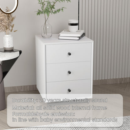 Nightstand with three drawers(White)