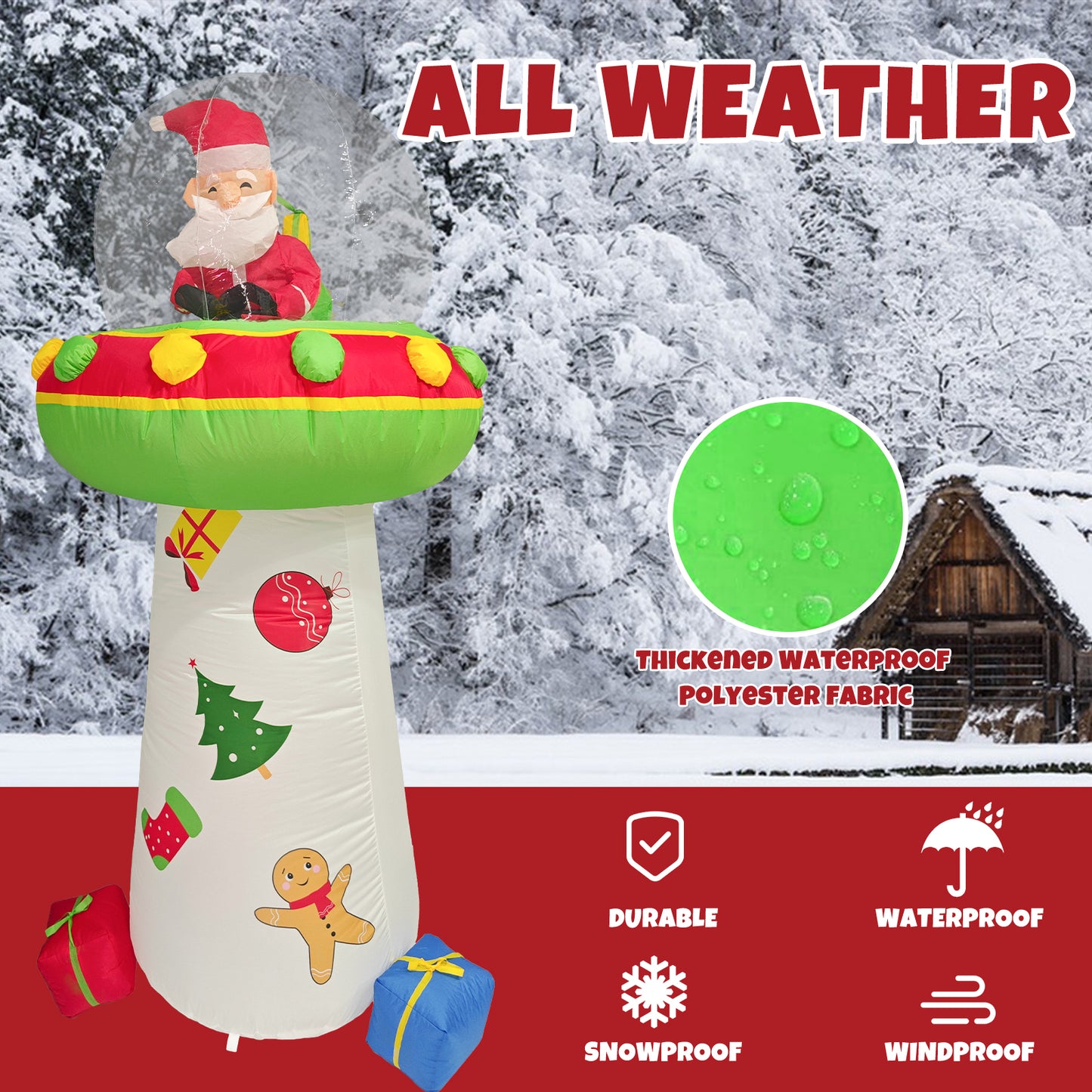 Christmas Inflatable Santa Claus Outdoor Yard Decorations, Blow up Santa Claus with Gift Bag, Huge Santa Carrying Present Sack, Outside Waterproof Xmas Decor for Party Garden Hall Plaza
