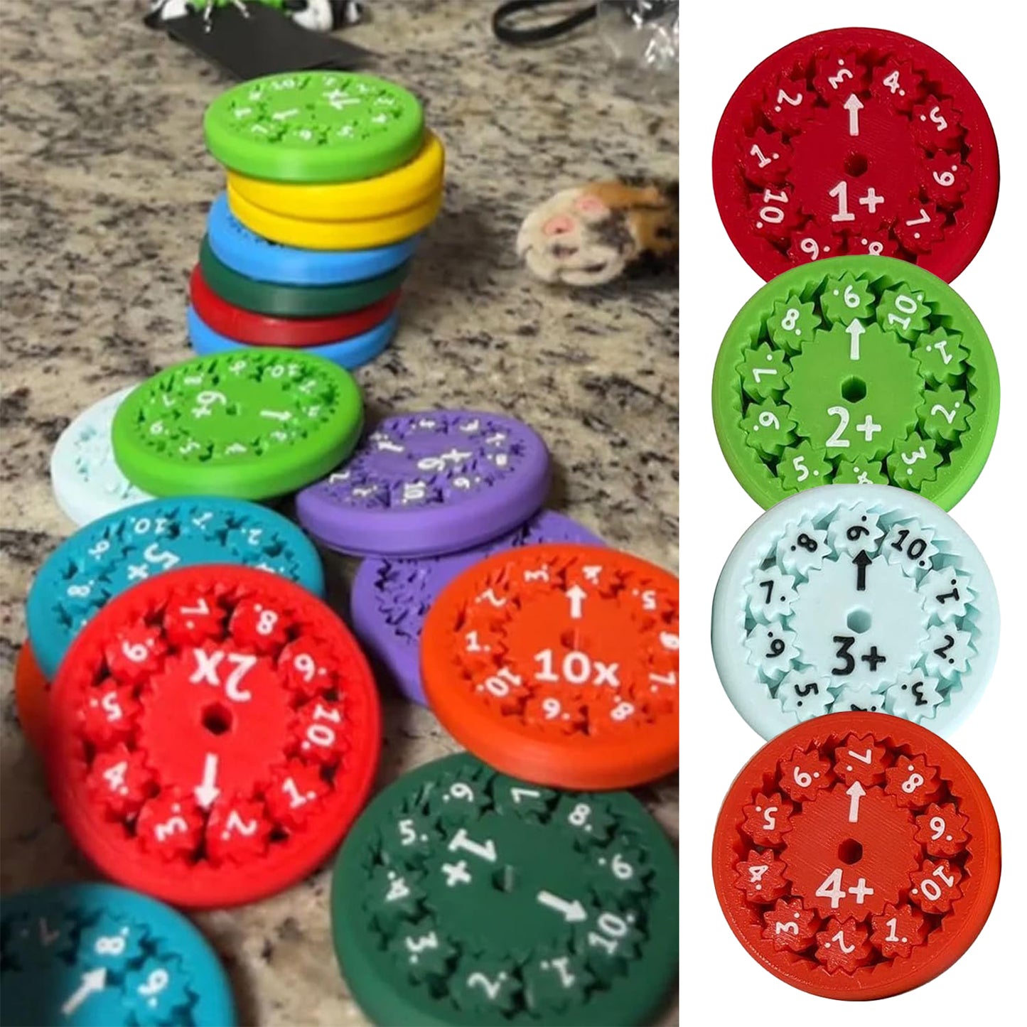 Math Fidget Spinner,Number Round Math Fidget Spinner for Children, Learn Addition&Subtraction& Multiplication & Division 18PCS