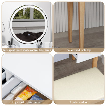 Integrated Small Vanity Desk,32 INCH Makeup Vanity Table with 4 Drawers and Mirror