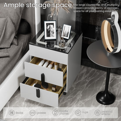 Nightstand with two drawers (Dark Gray Black)