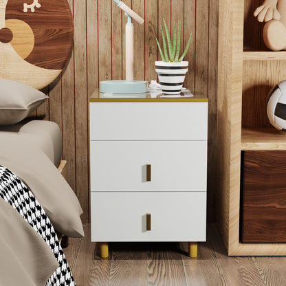 Nightstand with two drawers(White Brown)