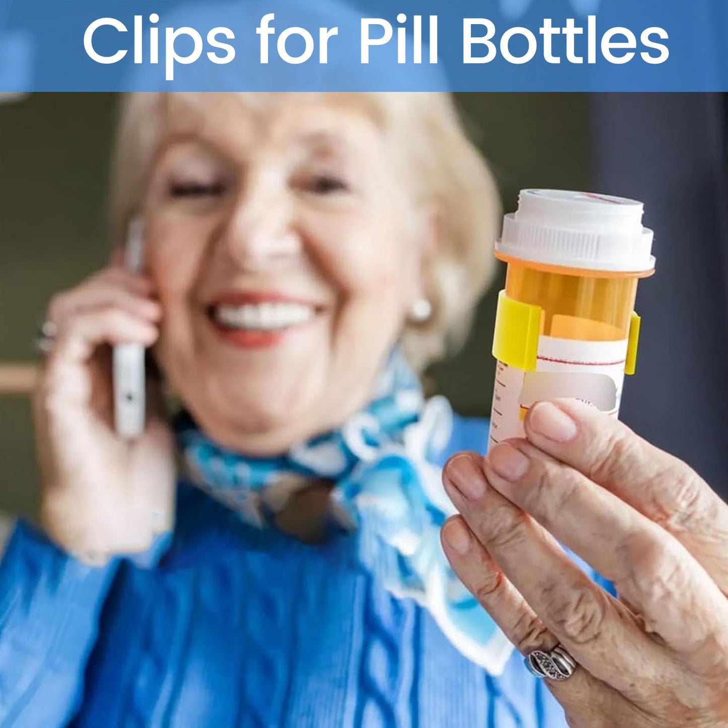 8-Pack RX Clips for Pill Bottles, Reusable Medicine Bottle Label Clips with 2 Erasable Markers,