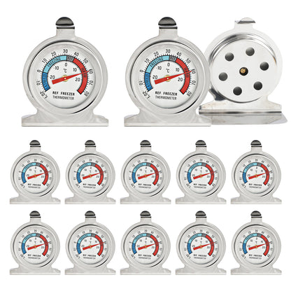 Refrigerator Thermometer, -30~30°C/-20~80°F, Classic Fridge Analog Thermometer Large Dial with Red Indicator Thermometer for Freezer Refrigerator Cooler