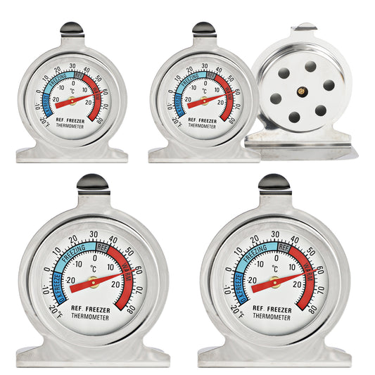 Refrigerator Thermometer, -30~30°C/-20~80°F, Classic Fridge Analog Thermometer Large Dial with Red Indicator Thermometer for Freezer Refrigerator Cooler