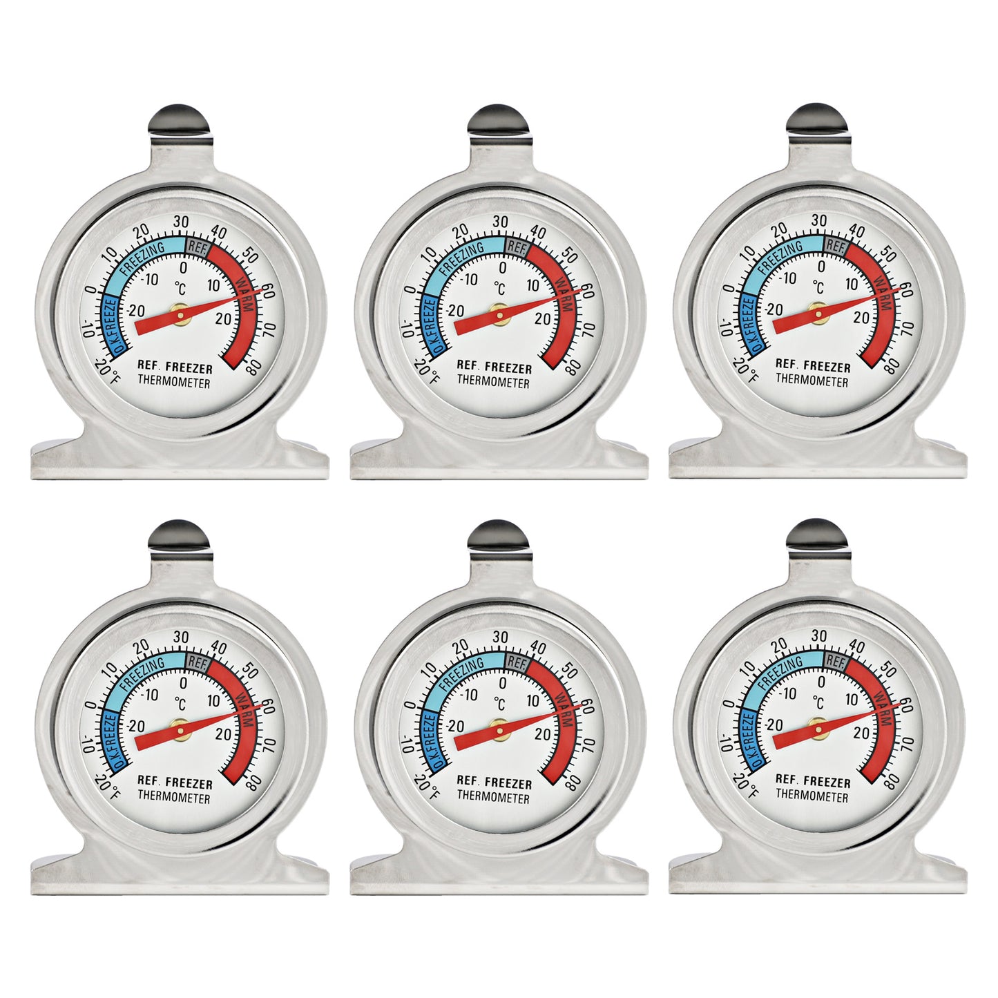 Refrigerator Thermometer, -30~30°C/-20~80°F, Classic Fridge Analog Thermometer Large Dial with Red Indicator Thermometer for Freezer Refrigerator Cooler