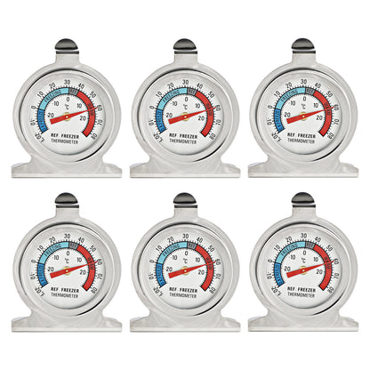 Refrigerator Thermometer, -30~30°C/-20~80°F, Classic Fridge Analog Thermometer Large Dial with Red Indicator Thermometer for Freezer Refrigerator Cooler