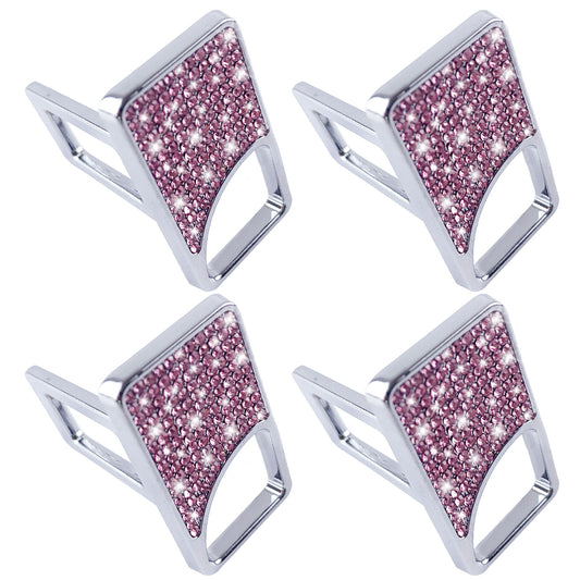 Seat Belt Clip, 4PCS Upgraded Seatbelt Clip, Car Supplies Seat Belt Clip Safety Belts Buckle，Universal for Most Vehicles（ Pink Diamond )
