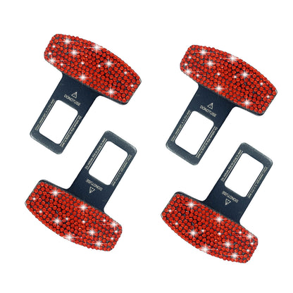 Seat Belt Clip, 4PCS Upgraded Seatbelt Clip, Car Supplies Seat Belt Clip Safety Belts Buckle，Universal for Most Vehicles（Red Diamond )