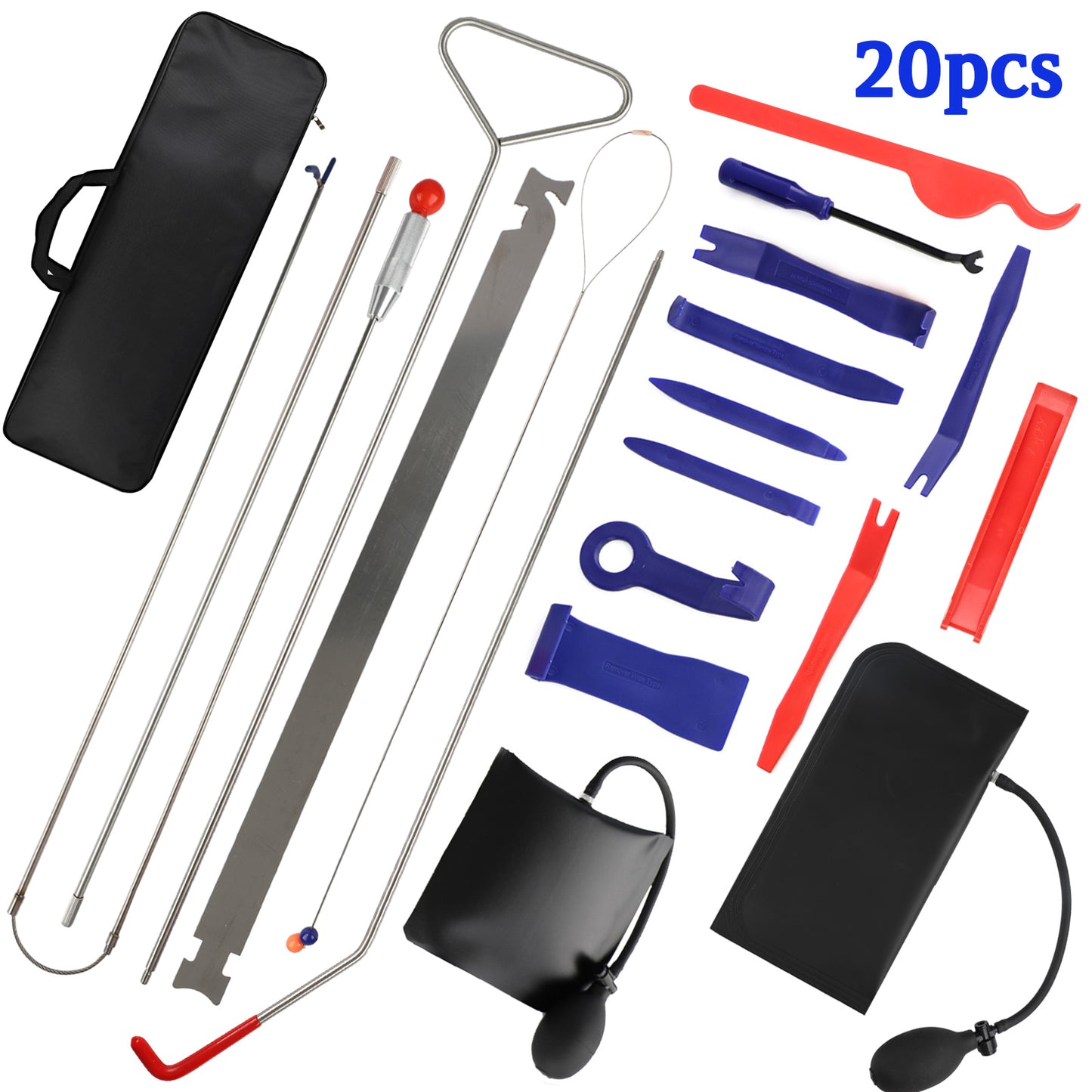 Portable Automotive Tool Set 20 PCS Stainless Steel Assorted with Carrying Case and Variety of Tools for Easy Storage and Transport