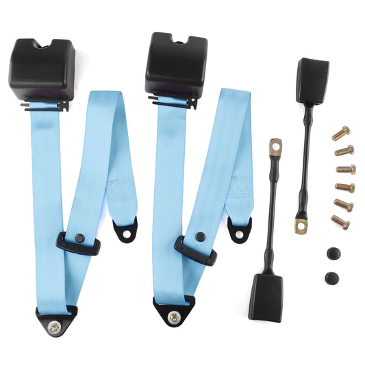 2 Set Universal 3pt Adjustable Retractable Lap Suitable for Modification Belts Kit for Go Kart,Club Golf Cart,Van,UTV,VR, Buggies, Minivan,Pickup and Truck