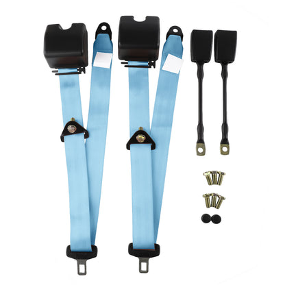 2 Set Universal 3pt Adjustable Retractable Lap Suitable for Modification Belts Kit for Go Kart,Club Golf Cart,Van,UTV,VR, Buggies, Minivan,Pickup and Truck