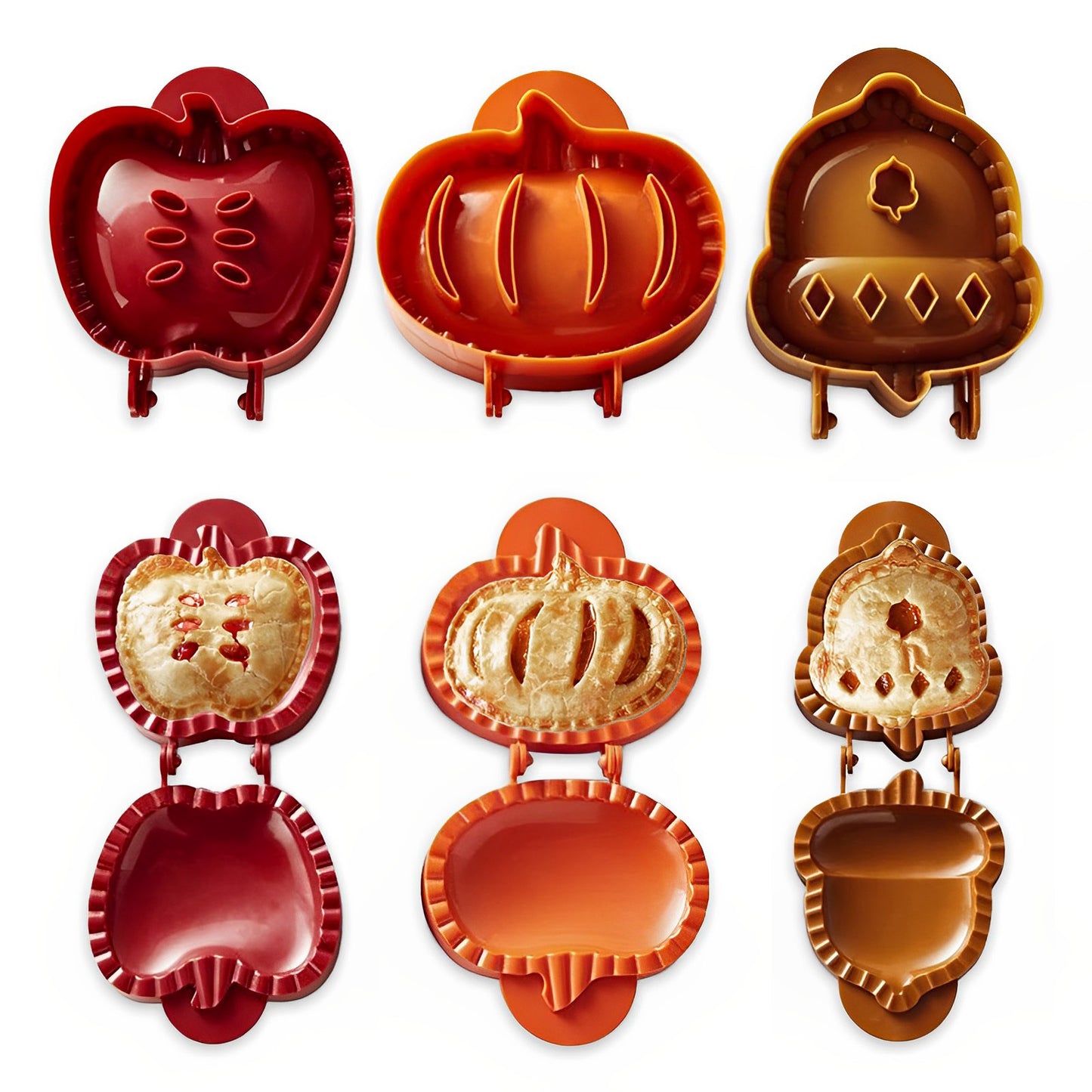 3PCS Hand Pie Press Mold for Baking, Dough Presser Pocket Pie Maker Mini Animals Fox and Owl Hand Pie Mold Set Pie Wrapper Dough Stamp Cutter for Christmas Halloween Party