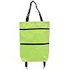 2 in 1 Lightweight Collapsible Shopping Cart, Folding Cart with Wheels, Reusable Grocery Bags, Travel Bag for Women or Men, Home, Kitchen (Green)