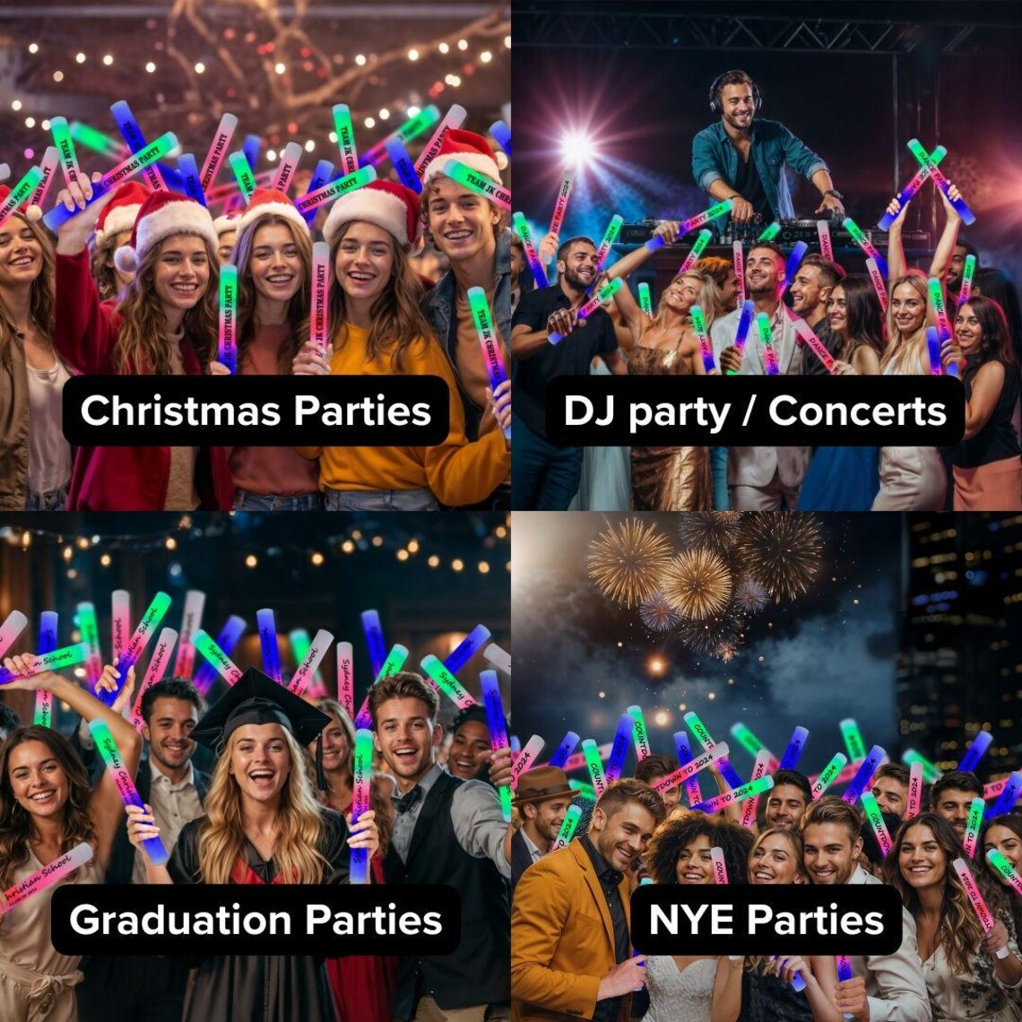 50PCS Foam glow sticks bulk,wedding glow sticks for reception props，white light-up sticks for adults wedding，light up foam sticks，party light sticks pack,light sticks for parties bulk.